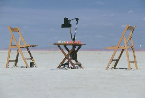 chess board and chairs